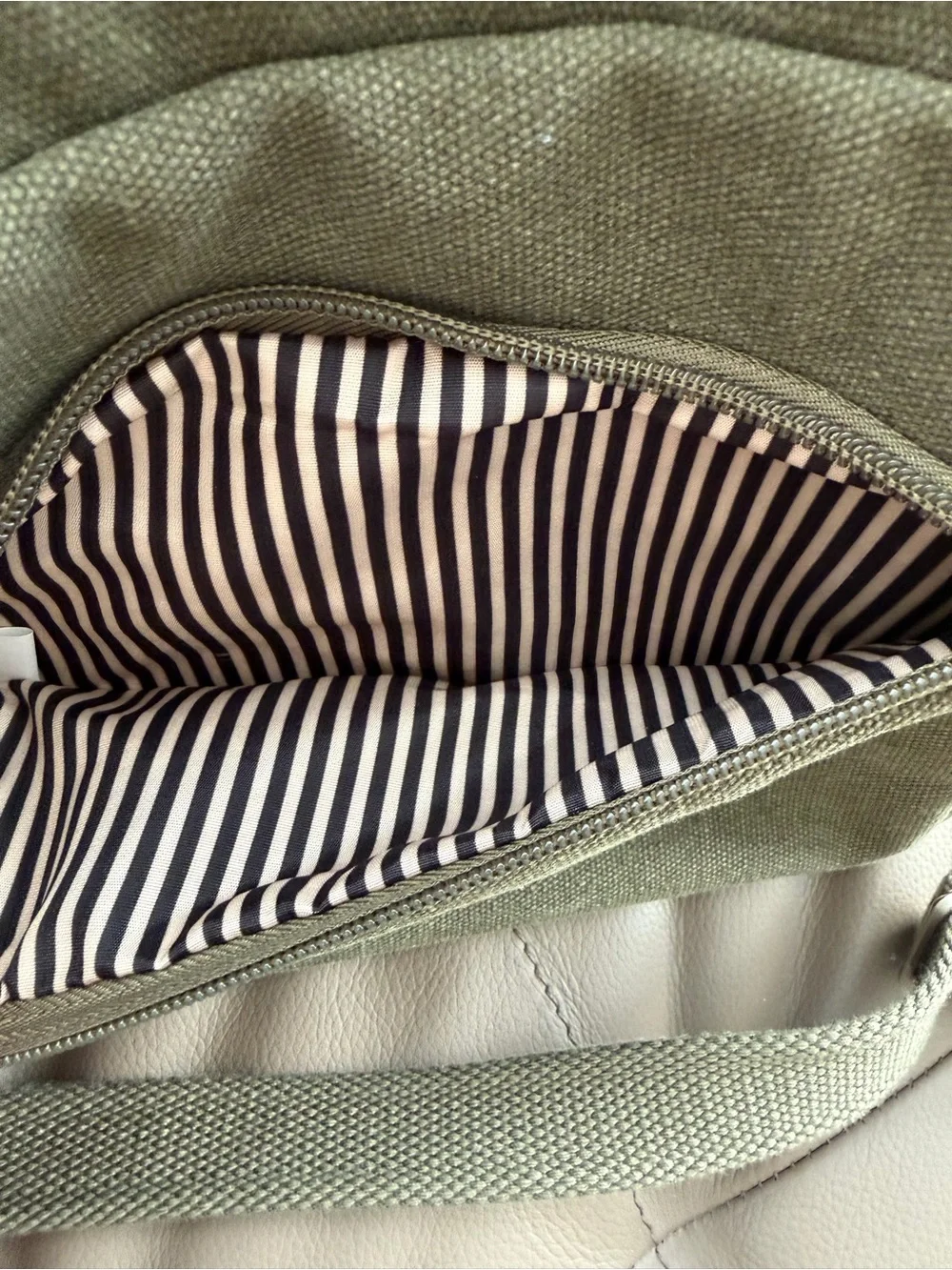 Travelon Olive Canvas Crossbody Messenger with Tan Accents